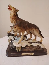 Howling Wolf Sculpture Figurine On A Rock 9.5” x 8.5” Collectible-One of a Kind!