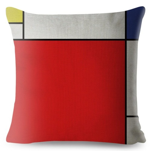 Mondrian Yellow Geometric Stitching Throw Square Cushion Covers Linen Home Decor - Picture 5 of 38