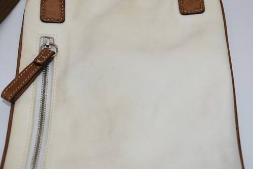 Coach Cream Nylon Cross Body Travel Bag Leather Trim - Picture 8 of 12
