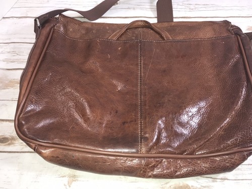Vintage Wilson Leather Distressed Brown Messenger Bag Briefcase Unisex Mens - Picture 7 of 10