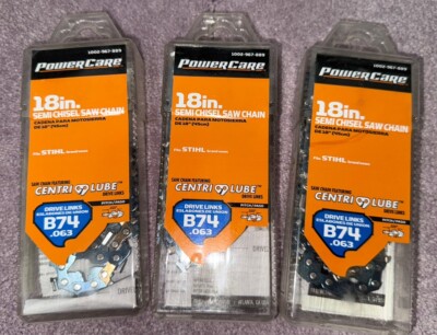 3-PACK PowerCare 18'' Semi Chisel Saw Chain B74 .063 Fits STIHL 1002-967-889 NEW
