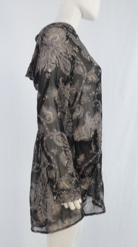 Hooded Chiffon Tunic Blouse Mini Dress Sheer Beach Cover Up Millenium One Size - Picture 8 of 12