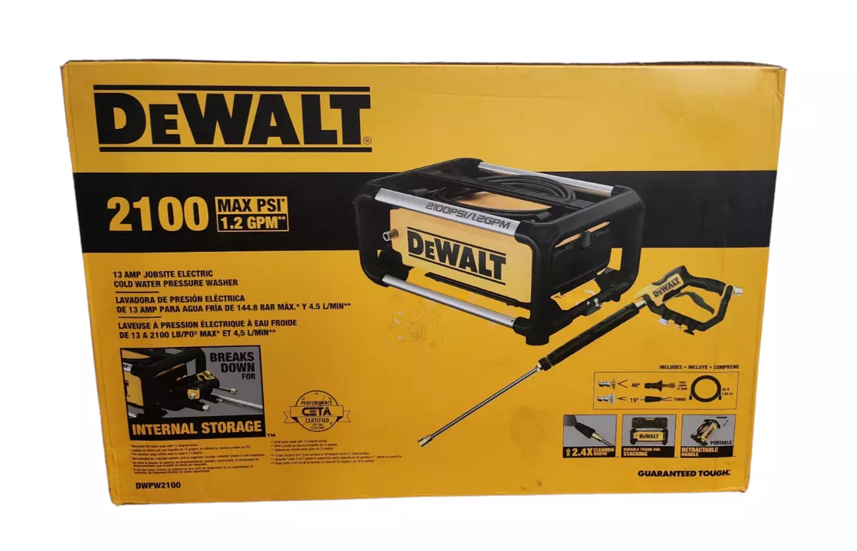 DeWalt DWPW2100 2100 PSI 1.2 GPM Cold Water Electric Pressure Washer