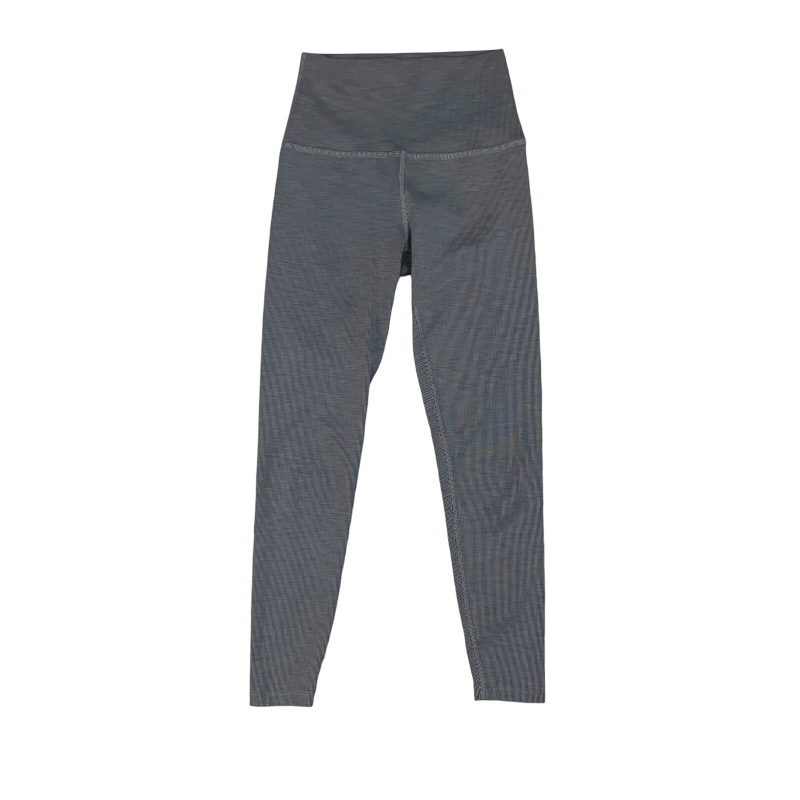 beyond-yoga titanium pinstripe mid rise wide waistband leggings