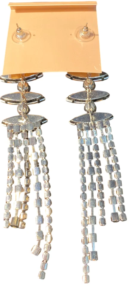 Pendientes colgantes KENNETH JAY LANE araña colgante de cristal / tono plata y cristales Foto 3 de 4