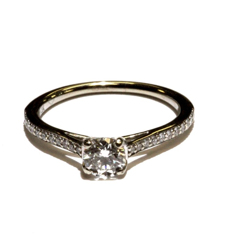 GIA 14k yellow gold .69ct VS1 G round diamond engagement ring 2.8g ladies 8.25