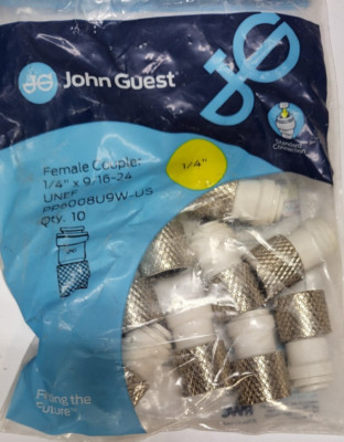 Pack of 10 John Guest Female Adapter Fittings UNF - 1/4 tube x 9/16-24 UNEF PP60