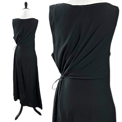 Diesel Subversive Black Maxi Dress Medium Cinch Waist Grunge Goth Mesh Y2K - Picture 6 of 11