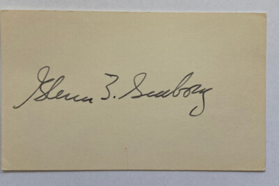 Glenn Theodore Seaborg - Nobelpreis Chemie 1951 - orig Autogramm  - 12 x 8 cm