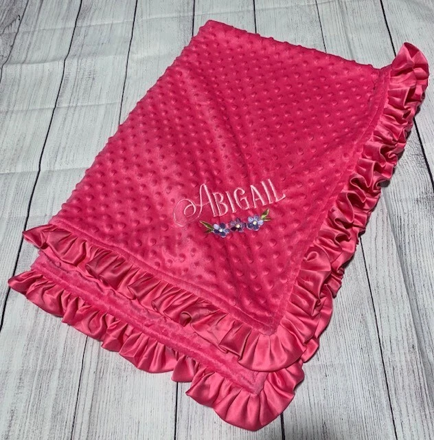 Ruffle Trim Minky Dot Soft Fleece Baby Blanket 30" X 40" - Image 3 of 4