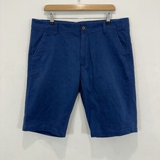 yd Chino Shorts Men 36 Blue Cotton Casual Hi Rise Zip Fly