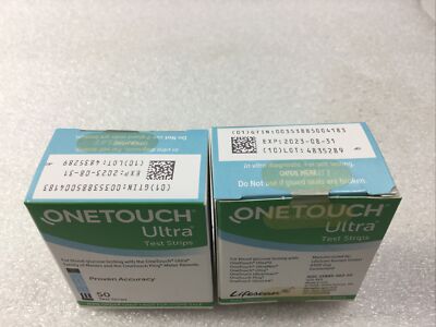 2 ONE TOUCH ULTRA TEST STRIPS = 100 Exp. 08/31/2023 Sealed new Package Free ship