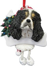 CAVALIER-TRI--Dangling Legs Dog Christmas Ornament by E S Pets