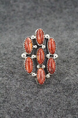 Spiny Oyster & Sterling Silver Ring - Roberta Begay - Size 8