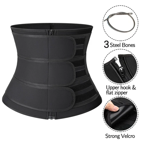 Corsés de entrenamiento de cintura para hombre de 3 correas entrenamiento Cincher adelgazante sauna moldeador corporal - Imagen 6 de 15