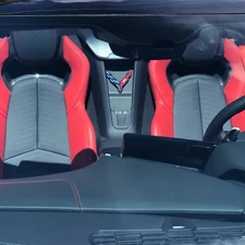 C8 BLACK Corvette Waterfall Phone Charging Bay Crossed Flag Emblem