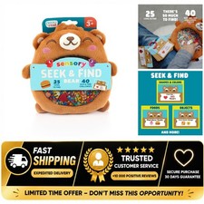 Chuckle Roar Sensory Seek Find Bear Plush Travel Toy 40 Cards