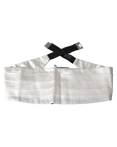 Dolce & Gabbana White Silk Cummerbund Pleated Style Men Belts & Cummerbunds