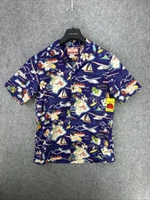 NWT RJC Made in Hawaii USA Men's Size Small Hawaiian Aloha Shirt Purple Islands