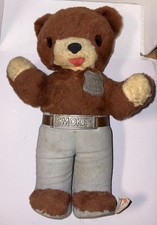 Vintage Smokey the Bear Ranger IDEAL 1960s Teddy Bear Plush Doll 13" W/ Badge