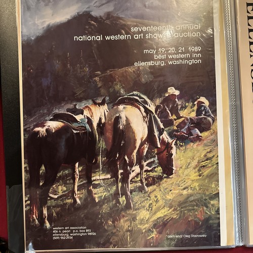 Ellensburg Washington Rodeo  Western Art Show Auction 1989 Poster 17x23 Mint