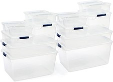 Cleverstore Clear Dorm Variety 16-Pack Made in USA Stackable Large Clear Storage