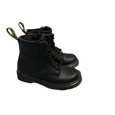 Dr. Martens Combat Boots Toddler Kids Sz 10 Black Leather Lace Zip Zavala T