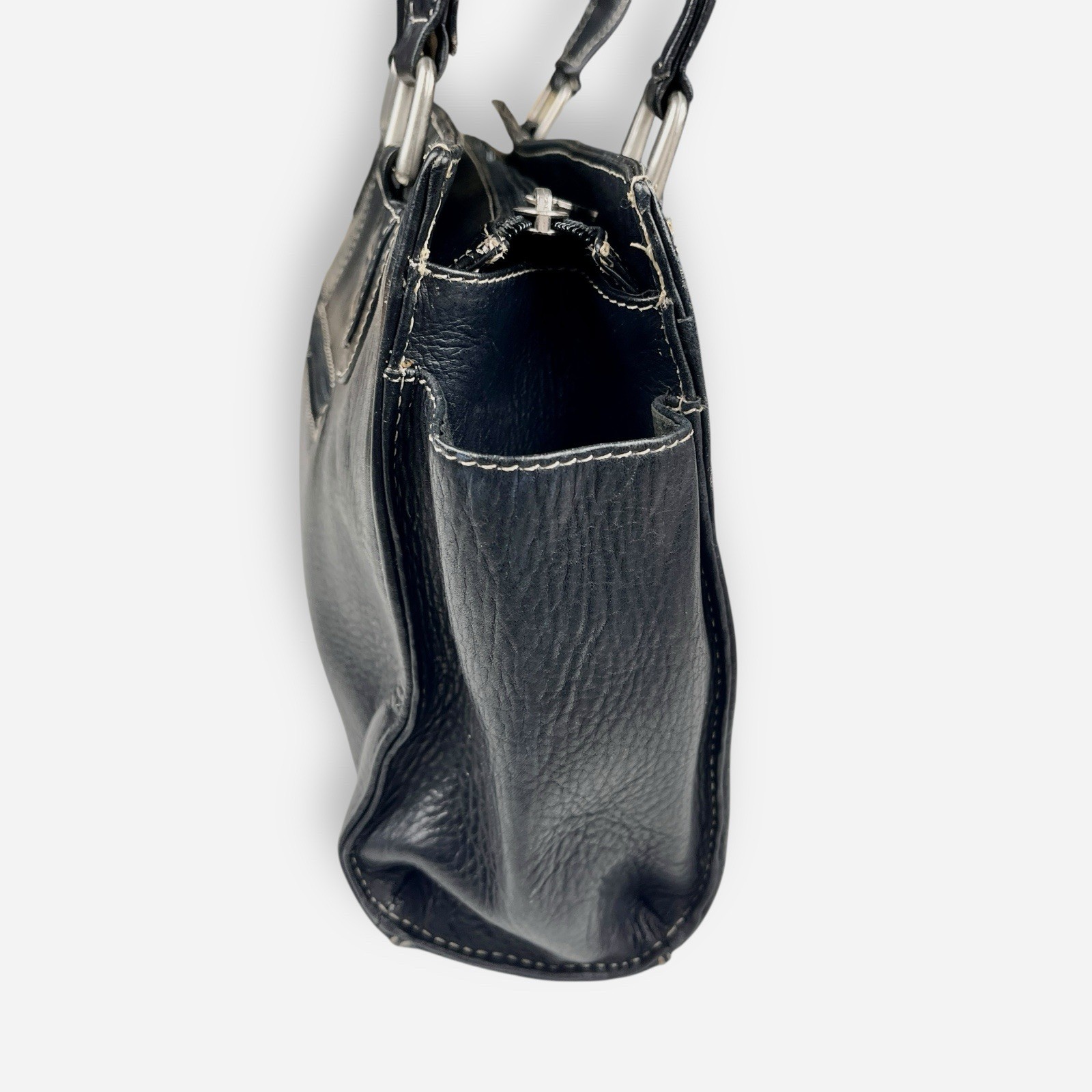 Vintage American Angel Black Leather Shoulder Bag 9107 Purse