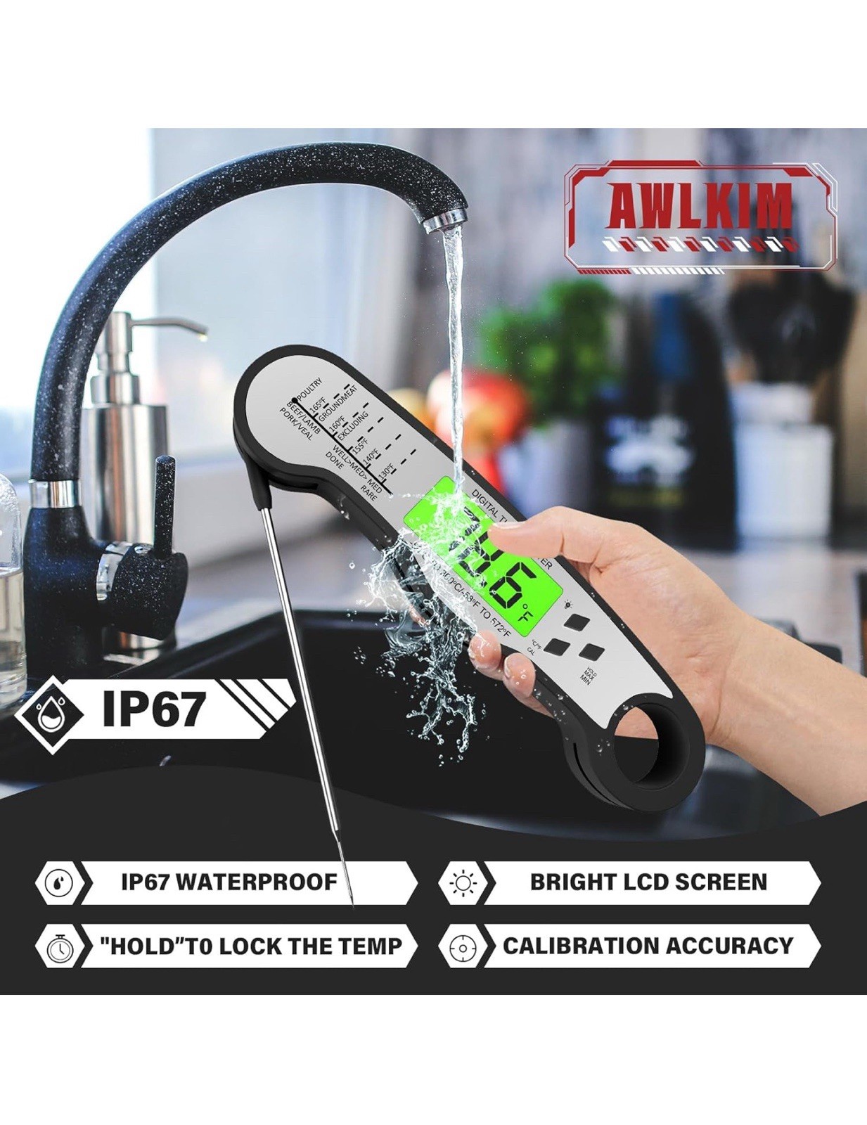 AWLKIM® Meat Thermometer Digital - Fast Instant Read