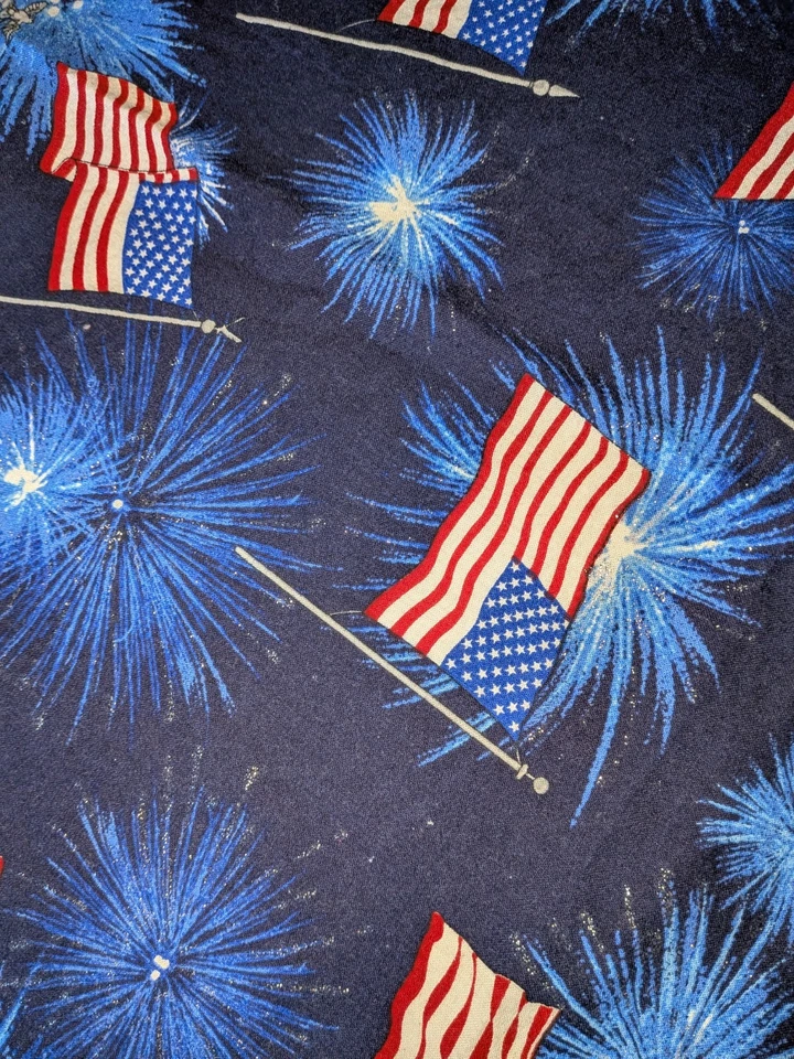 36 x 43 - Patriotic American Flag Fireworks Cotton Fabric Hemmed - Image 4 of 4