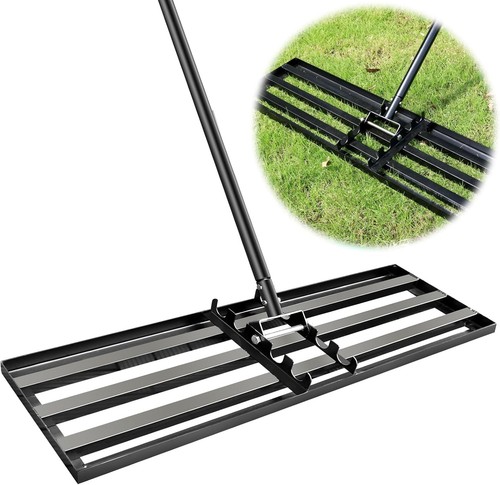 Lawn Leveling Rake, 6.5 FT 36"X10" Long Handle Level Black