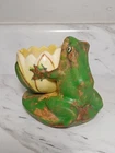Antique Weller Pottery 1920s Coppertone Frog on Lily Pad Lotus Vase Bowl Planter