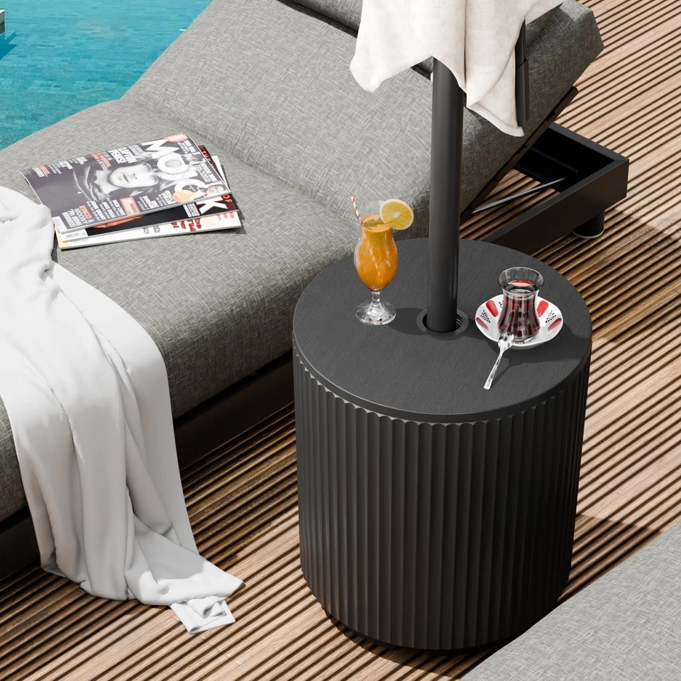 Mesa auxiliar de patio con orificio para sombrilla, soporte para para sombrilla rellenable de 11,5 galones, sui... Foto 4 de 4