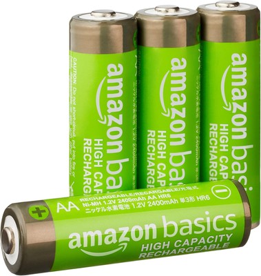 Amazon Basics AA-NiMH-Akkus mit hoher Kapazität,  4 Stück 2400 mAh Neue B-Ware