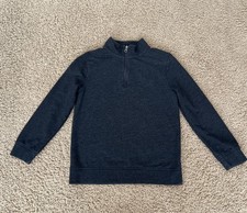 Cat Jack Boys Charcoal Grey Long Sleeve Quarter Zip Terry Sweater Size 8