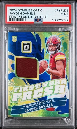 2024 Donruss Optic Jayden Daniels #FYFJDS First Year Fresh Rookie Card PSA 9 MT