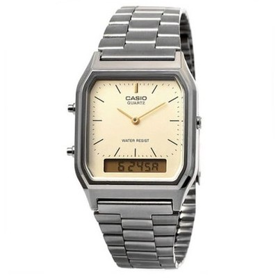 Casio AQ230GG-9A Men`s Watch Ana-Digital Grey Ion Plated with alarm AQ-230GG-9A