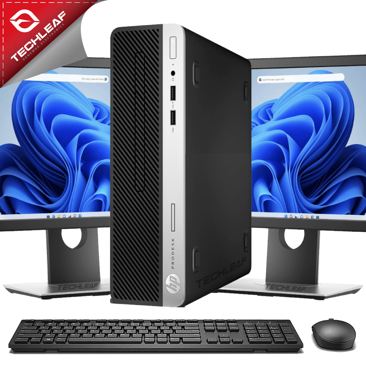 HP Desktop PC i5-8500, up to 32GB RAM, 4TB SSD, Dual 24 LCDs, Windows 11 Pro. Available Now for $382.00