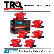 TRQ 6 Piece Premium High Performance Ignition Coil Kit Square Type for Chevy GMC
