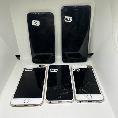 Apple iPhone Parts Lot Of 5 Phones - 5C, 5/5S, 6S, 6S Plus, XS  - See Photos  