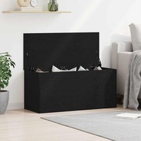 Aufbewahrungsbox Mit Deckel Schwarz Eichenholz 100X42X46 Cm Holzwerkstoff