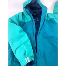 Land's End Squall Youth L 10-12Grow-A-Long Blue/Green Hooded Winter Jacket Coat