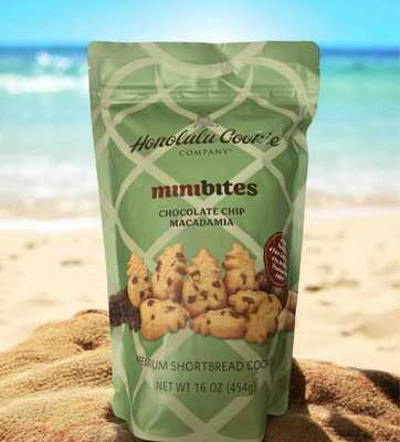 Honolulu Cookie Co. Mini Bites Chocolate Chip Macadamia Shortbread 16oz - 4 Bags
