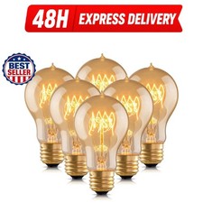 60W A19 Edison Light Bulbs E26 Amber Vintage Dimmable 6-Pack