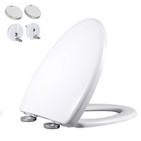 Soft Close Toilet Seat White Bathroom Oval Shape WC Heavy Duty Seats Anti Slam
