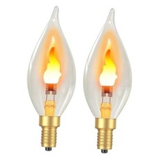 Upgraded Flame Light Bulbs, E12 Chandelier Base Candelabra Flickering 2 Pack