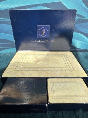 Cheltenham Traditionelle Tischsets & Untersetzer 6er Set Kork Unterlegt In Box Vintage