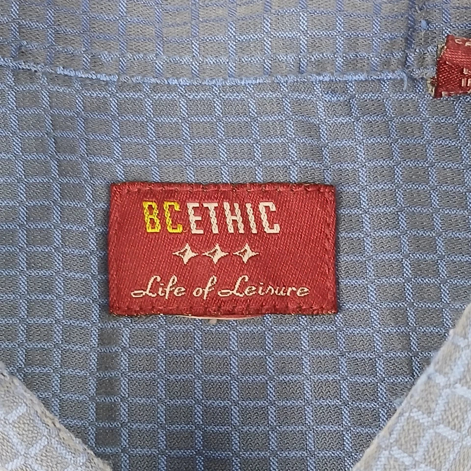 VTG BC Ethic Large Mens Shirt Camp Hawaiian 90s Short Sleeve Button Up 24x27 - Image 4 of 4