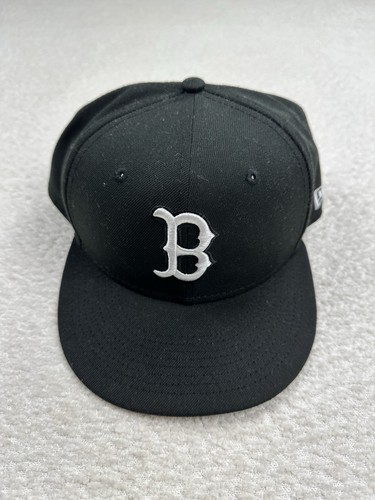 New Era 59 Fifty Boston Red Sox Hat Adult Size 7 5/8 Black Polyester MLB - 第 1/5 張圖片