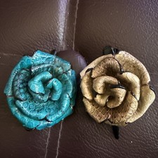 TWO CUTE LEATHER HAIR CLIPS NWOT